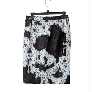 Luca Luca Cow Print Sequin Coastal Cowgirl Country Pencil‎ Skirt Size 44 (Small)